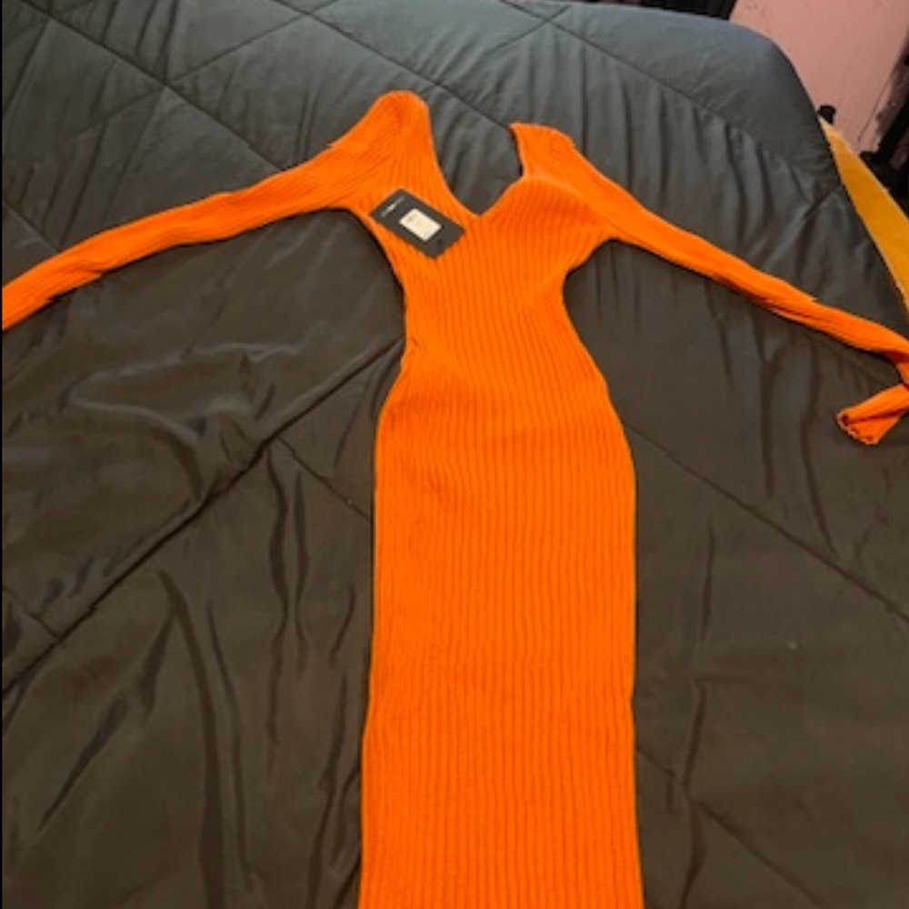 Orange bodycon maxi dress